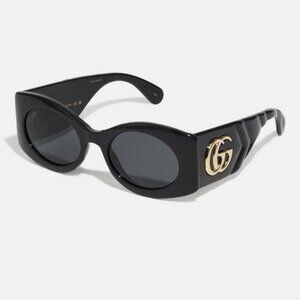 New- 💯 Original Gucci GG0810S 001 Oval Quilted Thick Rim sunglasse